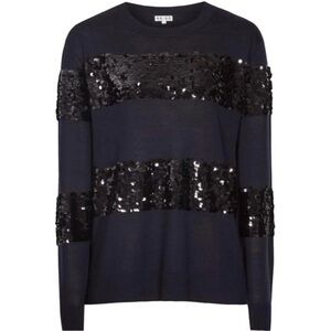 Reiss Jude Sequin Stripe Jumper sweater Size XS Navy Color
